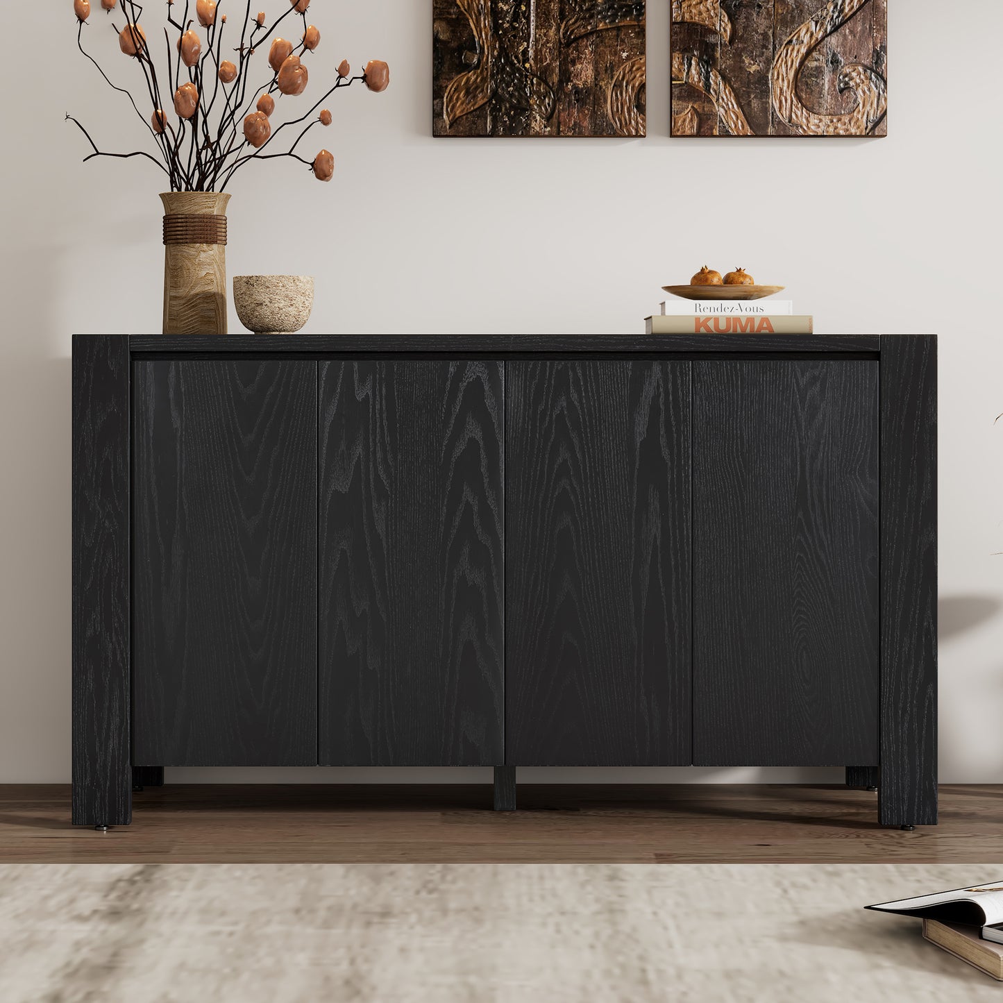 Cruz 4-door Sideboard - Black