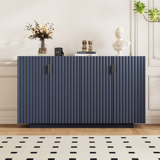 Lyons 4 Wavy Doors Ample Storage Space Sideboar - Navy Blue