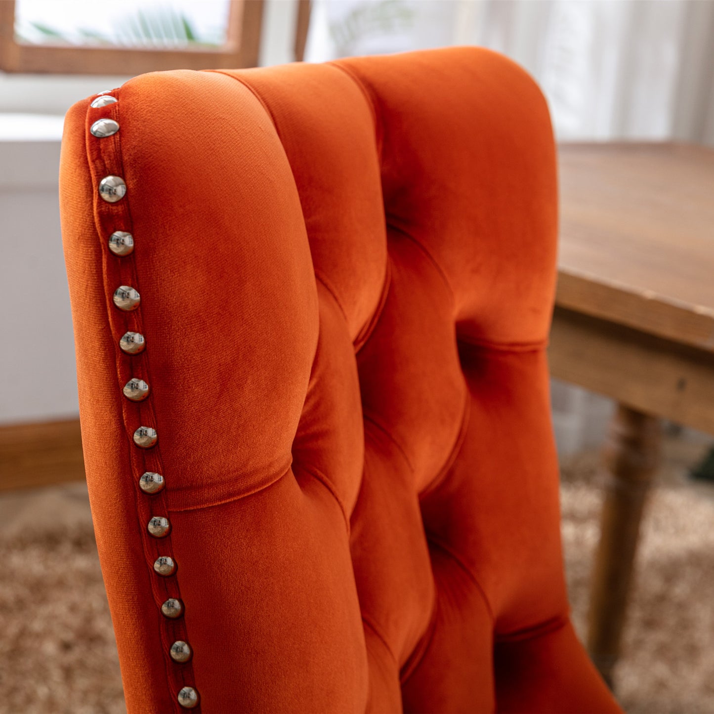 Nikki Velvet Dining Chair (Set of 2) - Orange