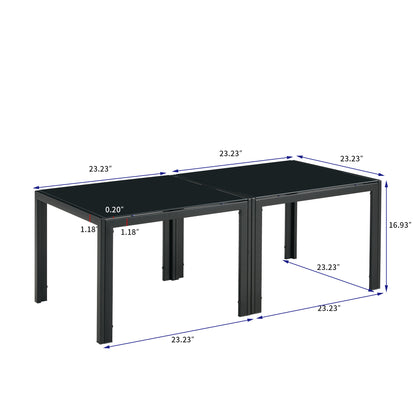Glass Square Coffee Table Set of 2 - Black