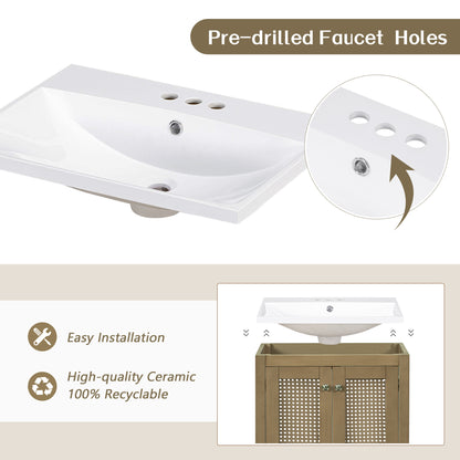Rattan 24" Bathroom Vanity with Ceramic Basin