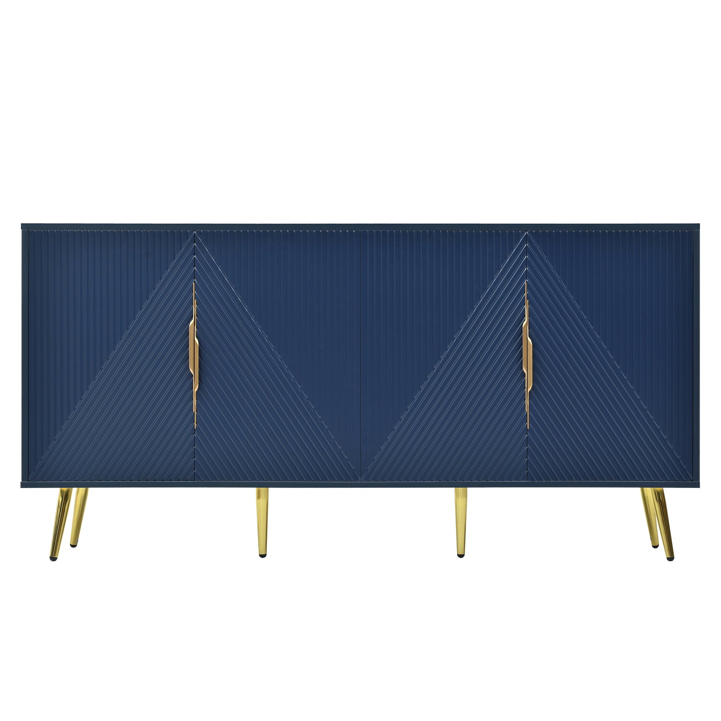 Aida Wave Geometric Design Sideboard Buffet - Navy Blue
