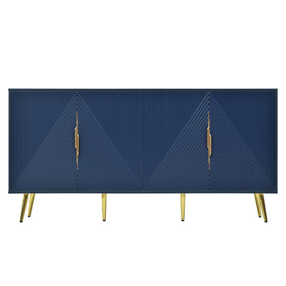 Aida Wave Geometric Design Sideboard Buffet - Navy Blue
