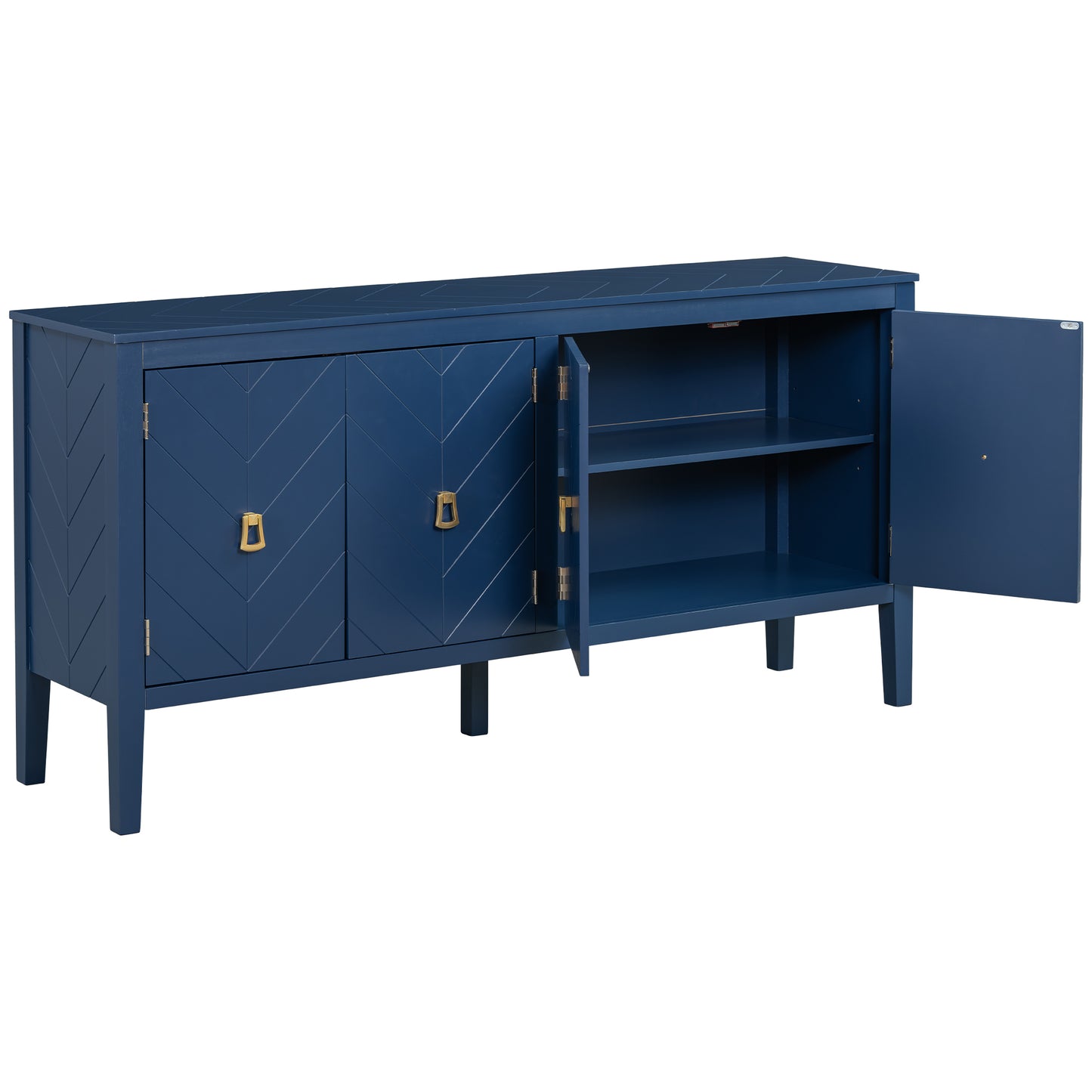 Briony Geometric Line Patterns Sideboard Buffet - Navy Blue