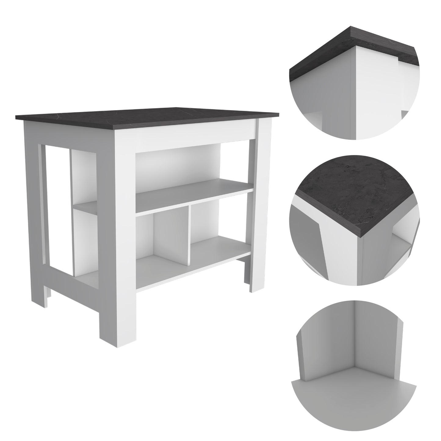 Prep Pro Center Kitchen Island  - White / Onyx