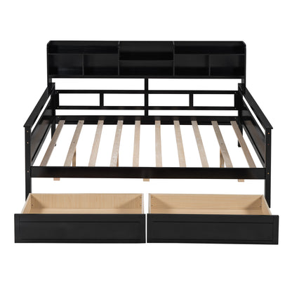 Ozi Full Size Metal Daybed with 2 Drawers - Espresso