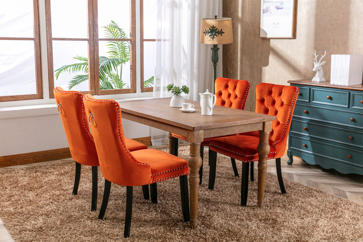 Nikki Velvet Dining Chair (Set of 2) - Orange