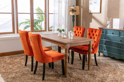 Nikki Velvet Dining Chair (Set of 2) - Orange