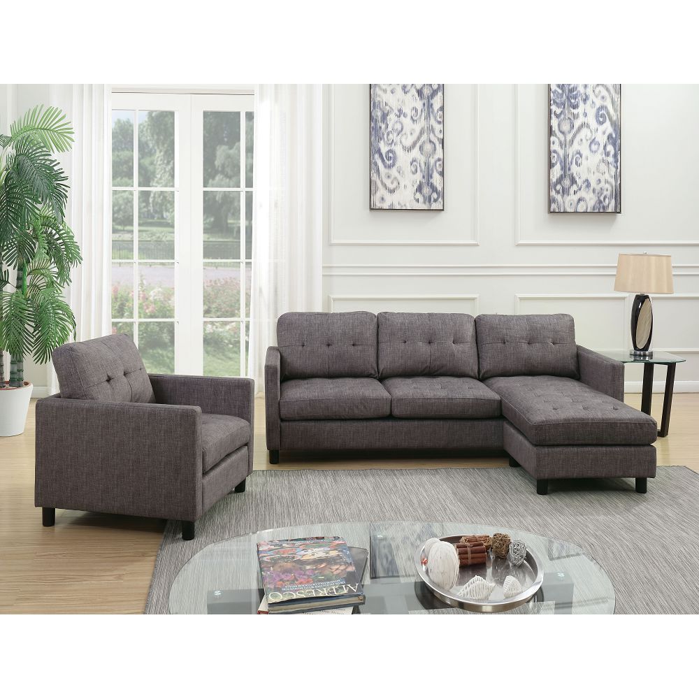 Ceasar Fabric Sectional Sofa - Gray