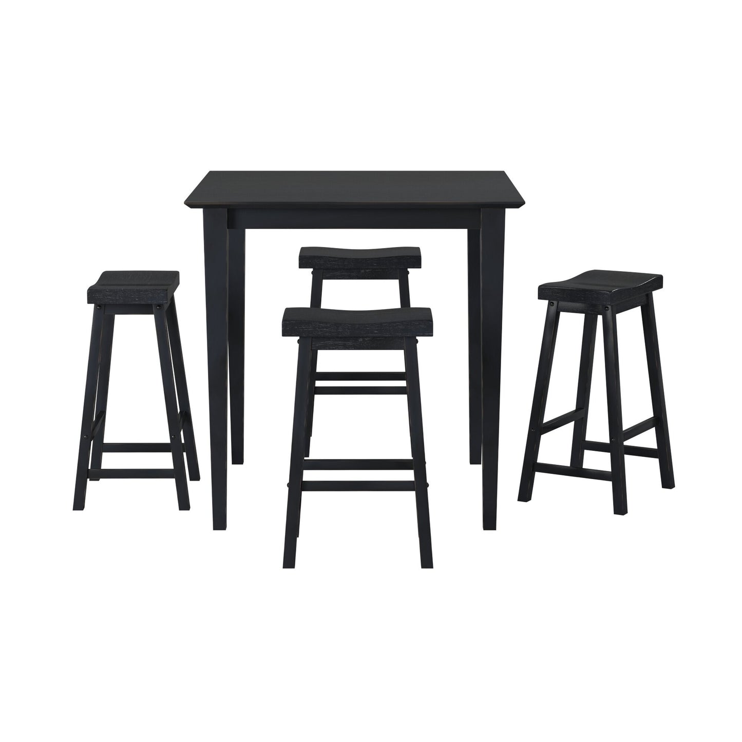 Solid Wood 29-inch Counter Height Stools - Black Set of 2