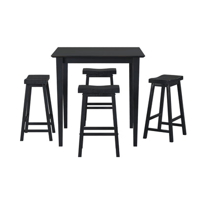 Solid Wood 29-inch Counter Height Stools - Black Set of 2