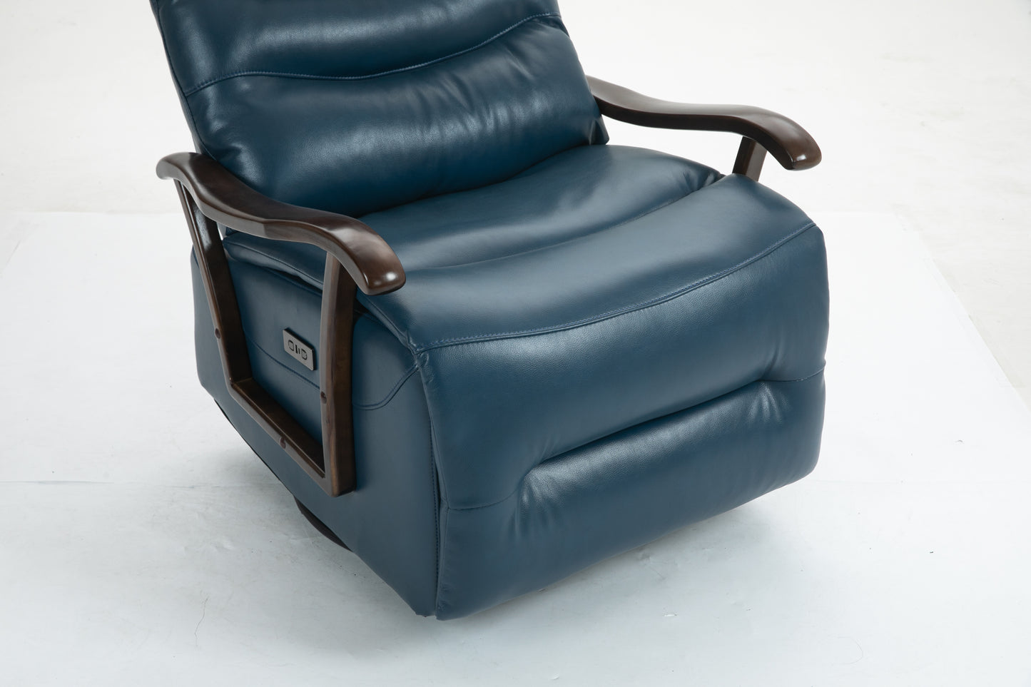 Berry Swivel Rocker Recliner Power Glider Chair with Solid Wood Armrests - Blue