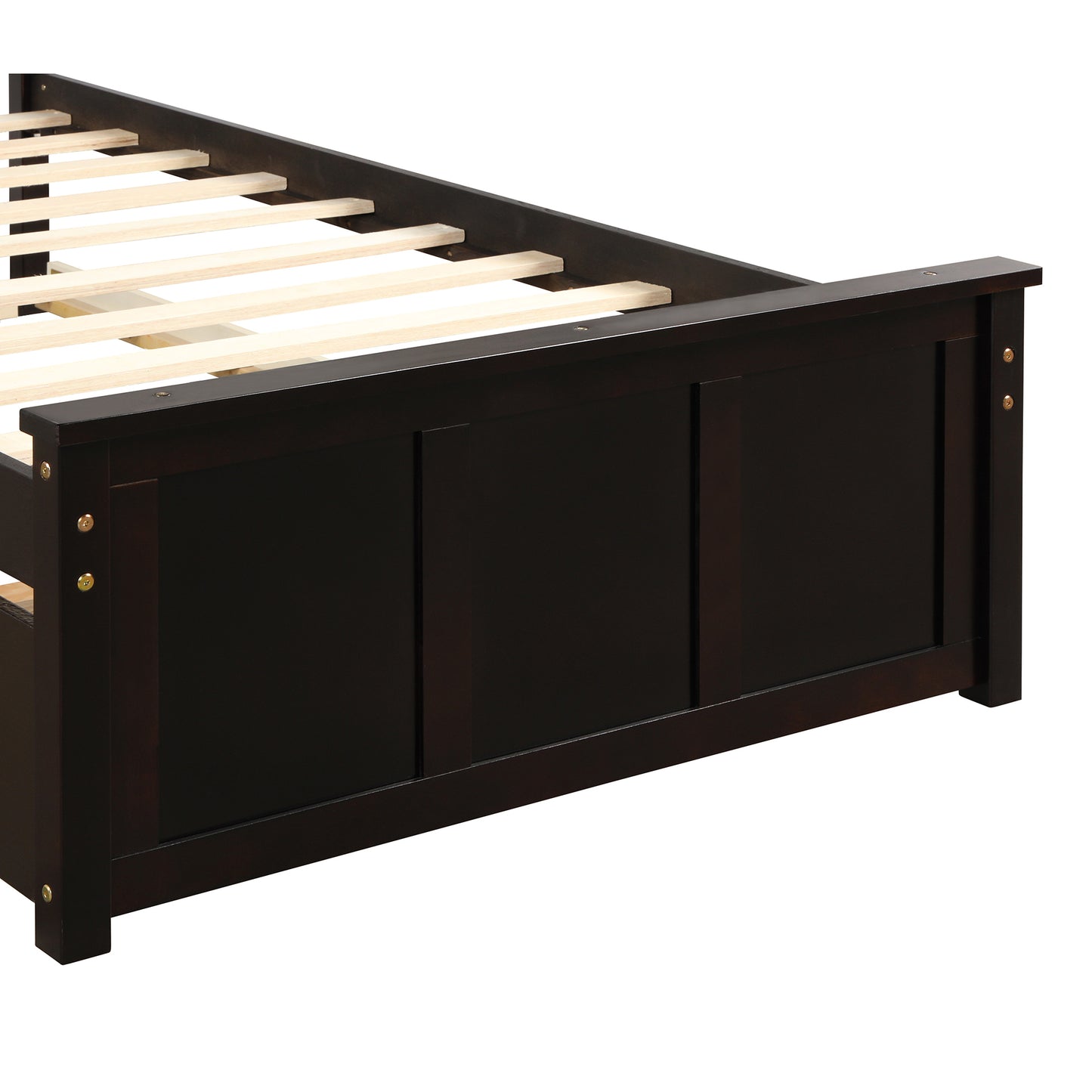 Iso Twin Size Platform Bed with Twin Size Trundle - Espresso