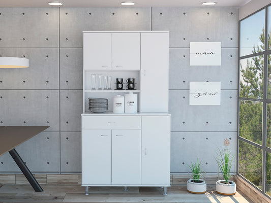 Tigard 1-Shelf 1-Drawer Pantry Cabinet - White