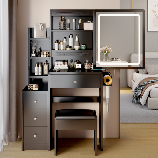 Dova Makeup Vanity Desk Set - Black