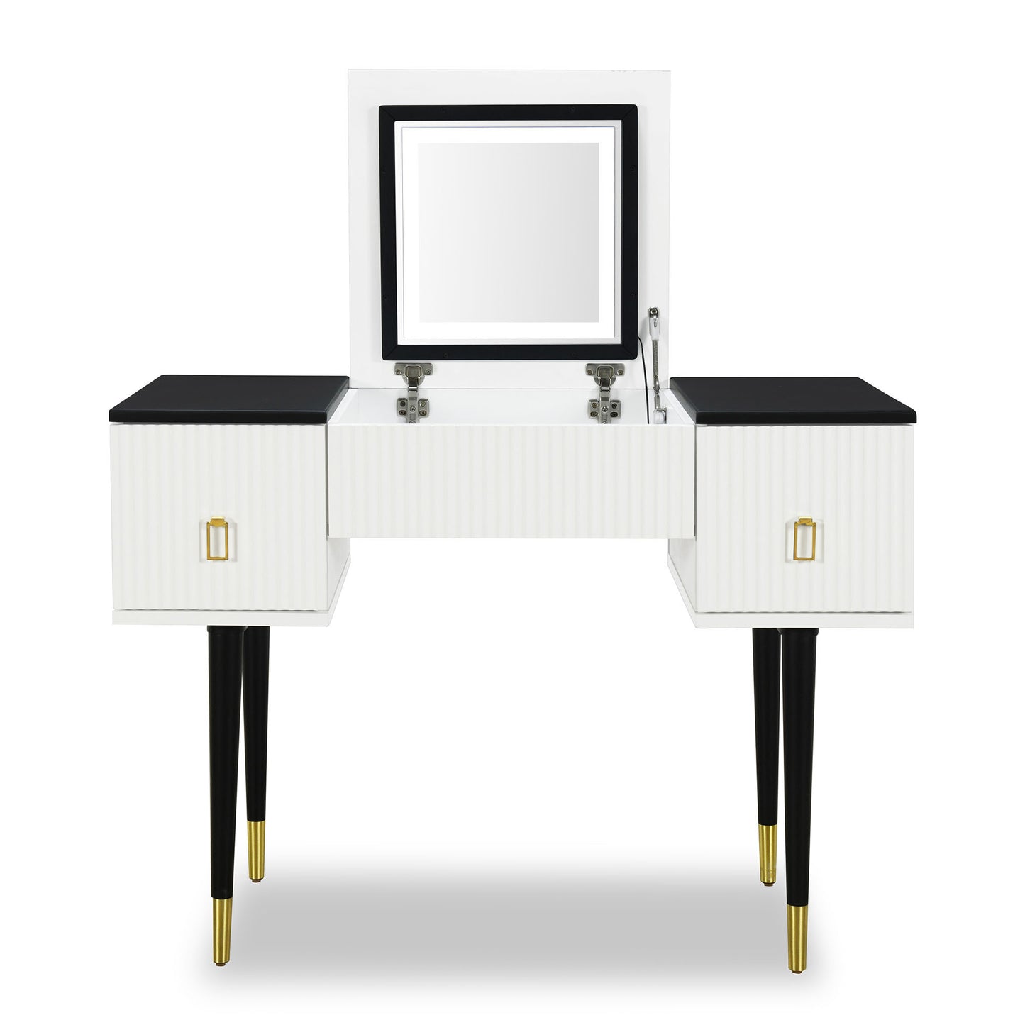 Marble Glow Makeup Vanities Table Set -   White and Black