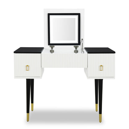 Marble Glow Makeup Vanities Table Set -   White and Black