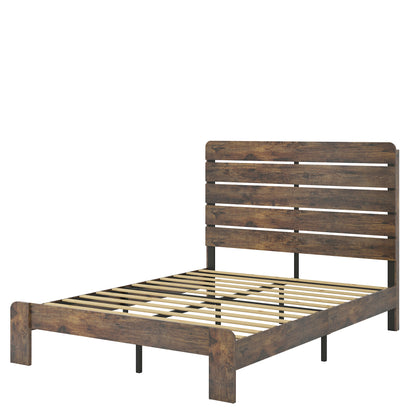 Kumo Full Size Wood Platform Bed Frame - Dark Brown