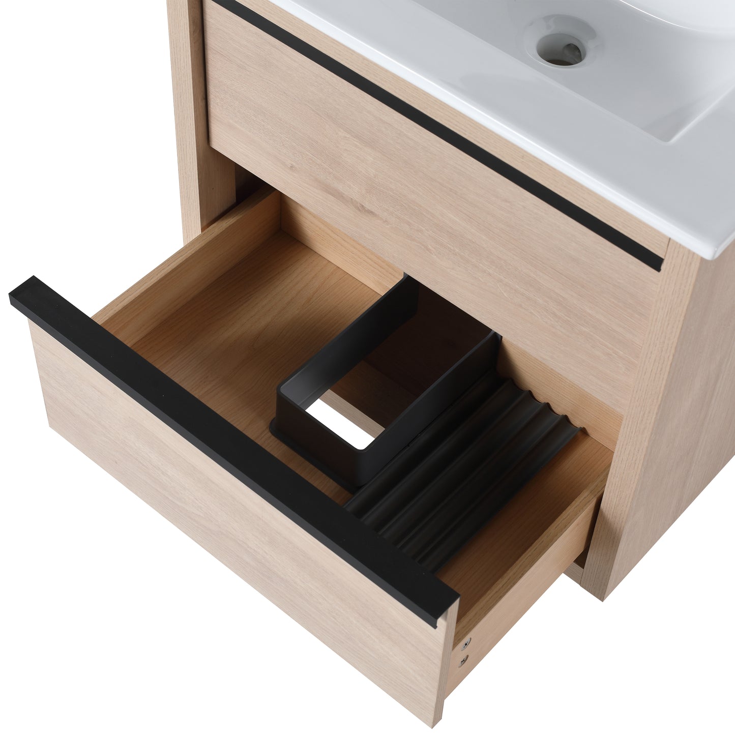 Bathroom Vanity with 2 Soft Close drawers and White Ceramic Basin