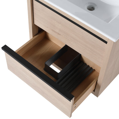Bathroom Vanity with 2 Soft Close drawers and White Ceramic Basin