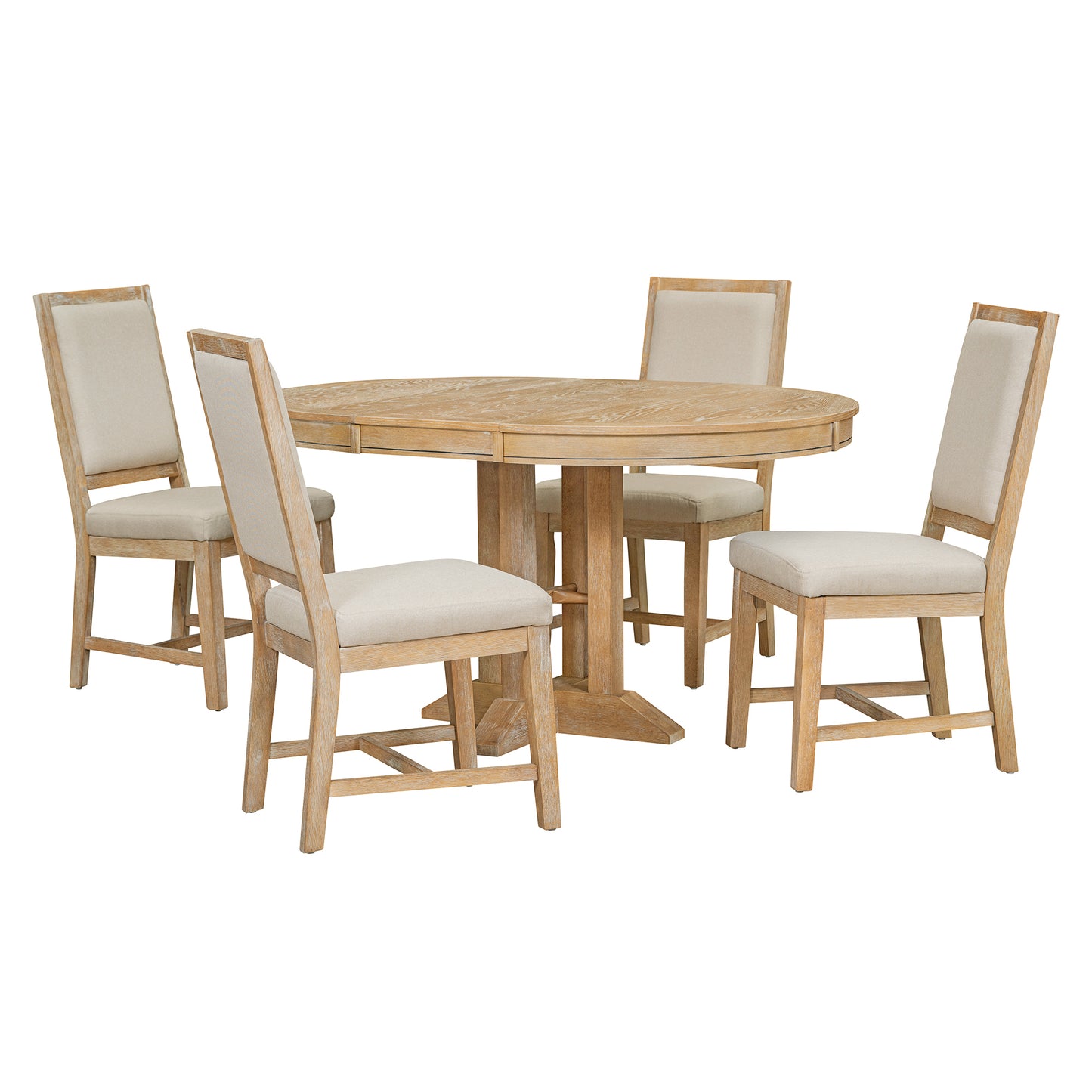 Alba 5pc Dining Set Extendable Table 4x Side Chairs - Natural