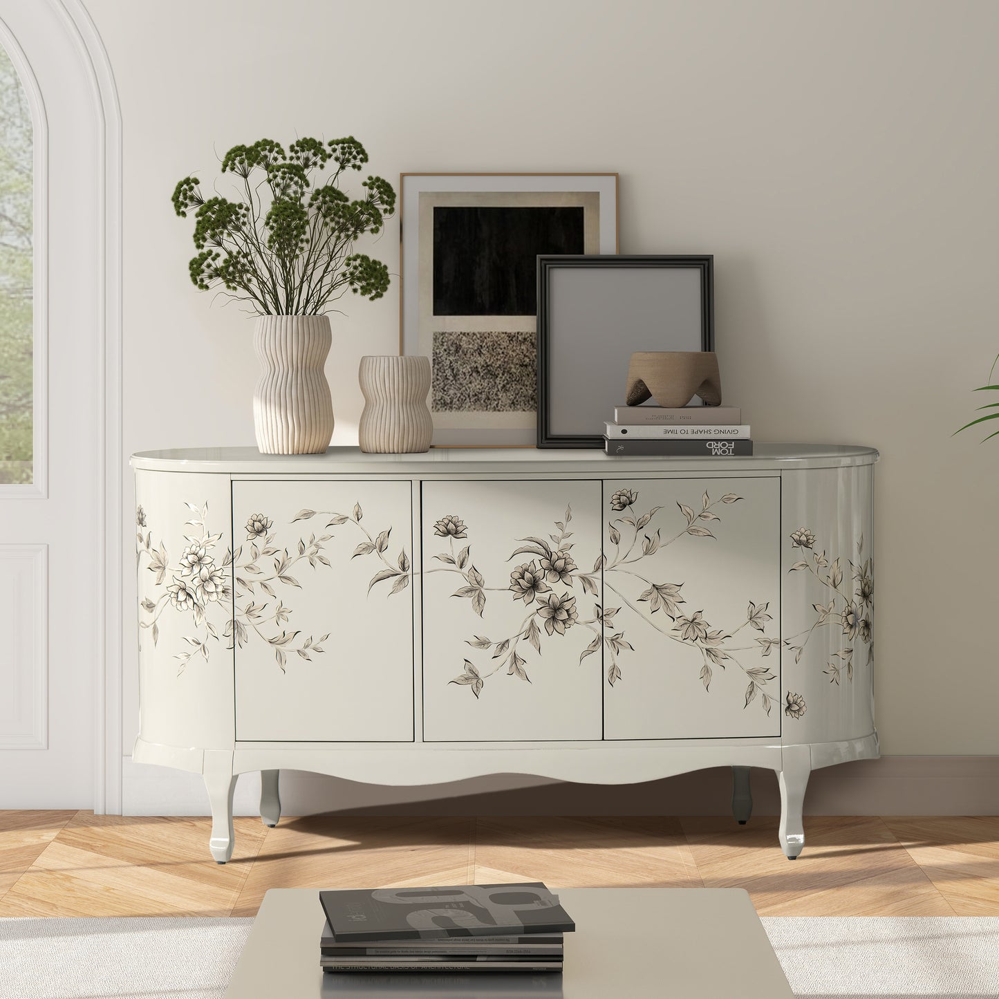 Florence Hand Painted Lacquered Credenza