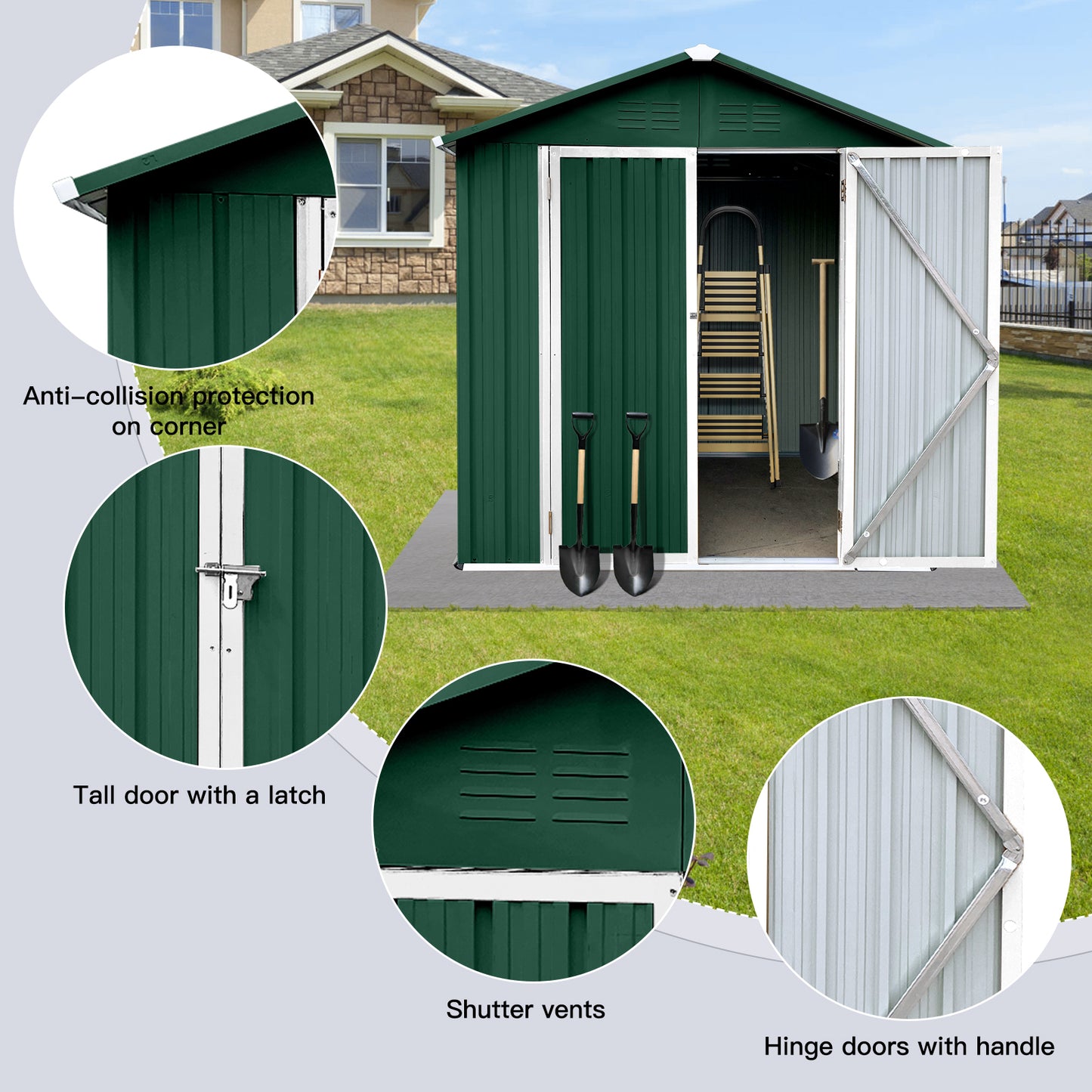 Nister 4 X 6 ft Metal Garden Sheds Outdoor Storage - Green