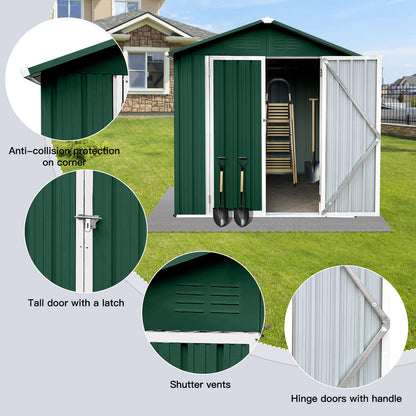 Nister 4 X 6 ft Metal Garden Sheds Outdoor Storage - Green