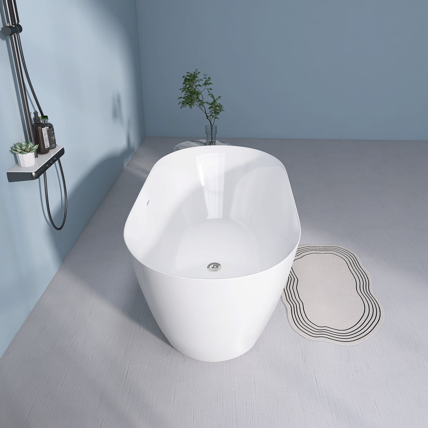 Nuvo 59" Acrylic Free Standing Oval Shape Soaking Tub - Gloss White