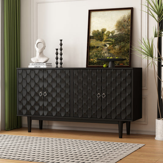 Celeste Convex Pattern Doors Sideboard Buffet - Black