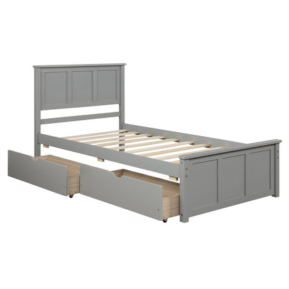 Iso Twin Size Platform Bed with 2 under-bed drawers - Gray