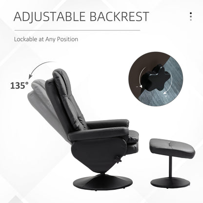 Morgan 360° Swivel Recliner Chair with Ottoman - Black