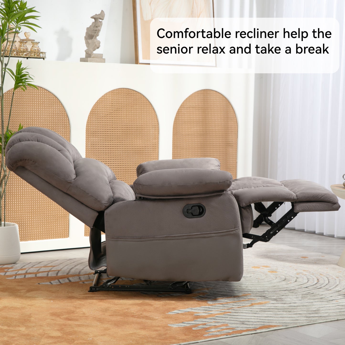 Diva Large Fabric Recliner Chair - Gray