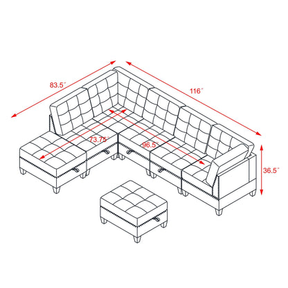 Supa Modular Sectional Velvet Sofa Set 3 - Black