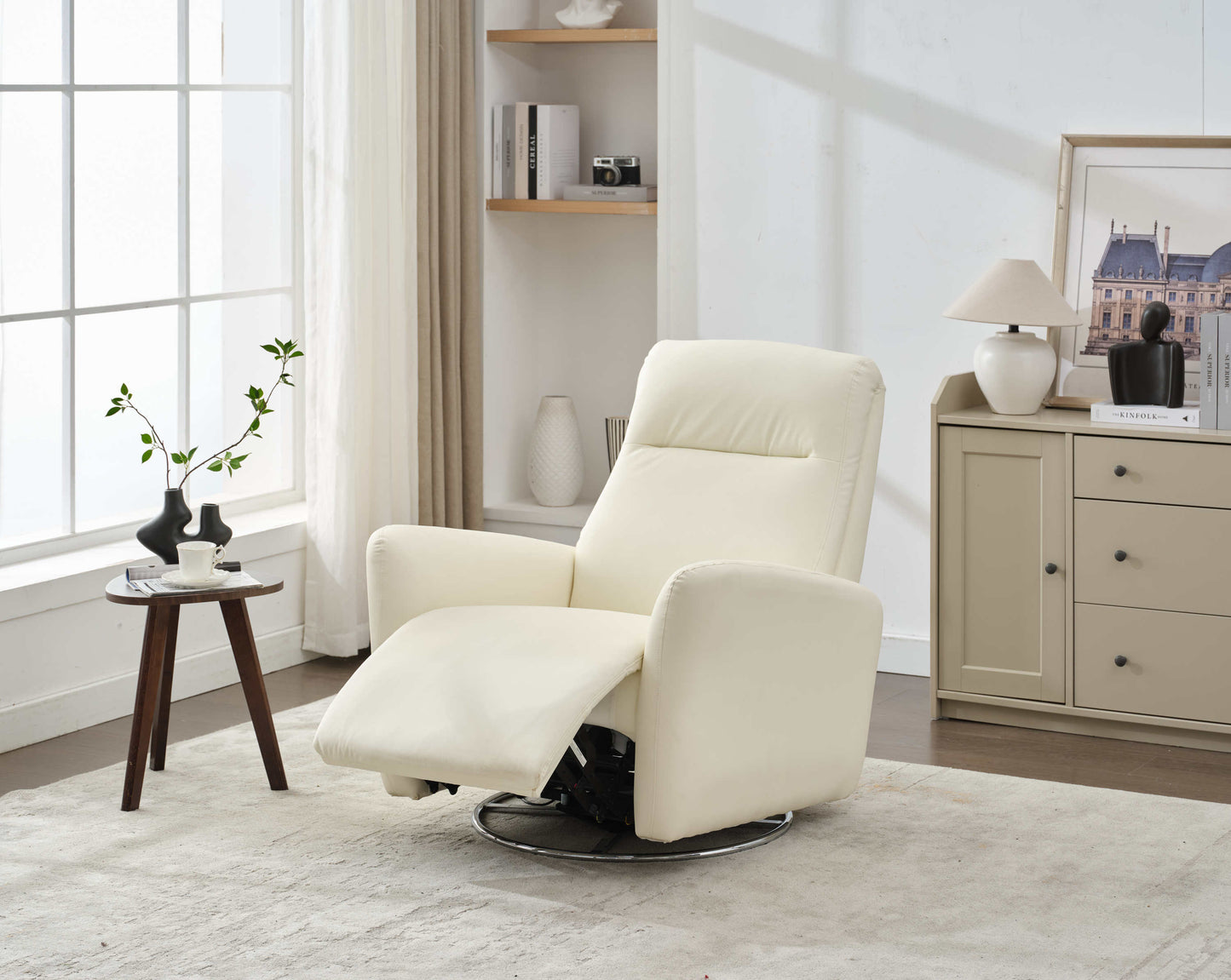 Mosley Swivel Glider Recliner Chair - White