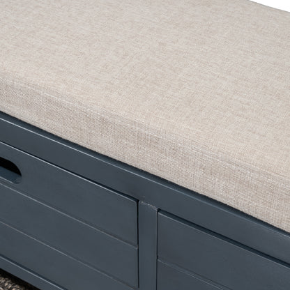 Lucy  Storage Bench with Removable Basket  Removable Cushion - Antique Navy