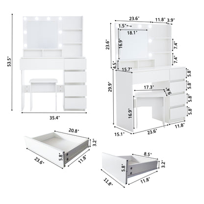 Hayden Makeup Vanity Desk Set with Mirror & Light