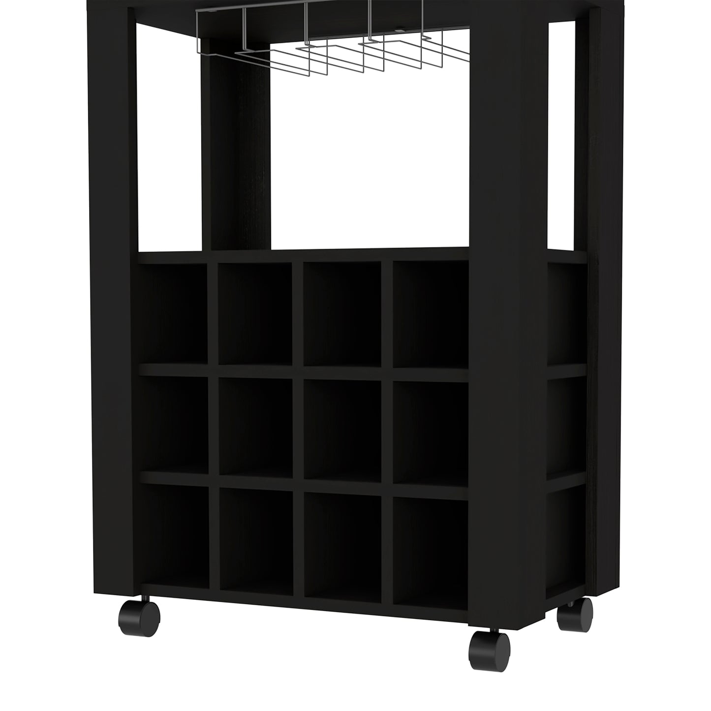 Minta Bar Cabinet With 2 Side Shelves - Black