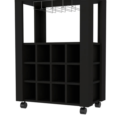 Minta Bar Cabinet With 2 Side Shelves - Black