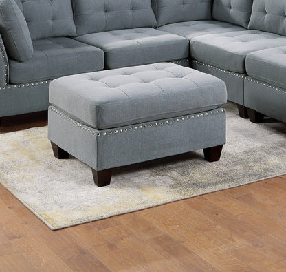 Eleni Modular  Sectional 6pc Set 2x Corner Wedge 2x Armless Chairs and 2x Ottomans - Gray