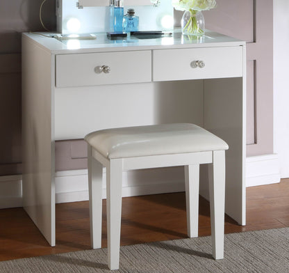 Skyla Makeup Vanity and Stool Set with 10 Lights - White