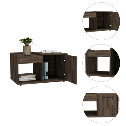 Lana Single Door Cabinet  Coffee Table -  Dark Walnut