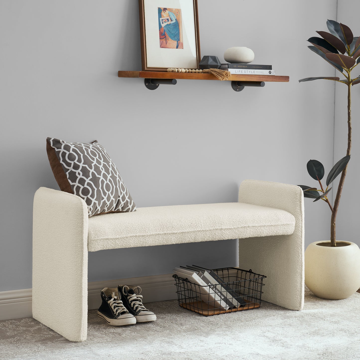 Beto Fabric Bench - Beige