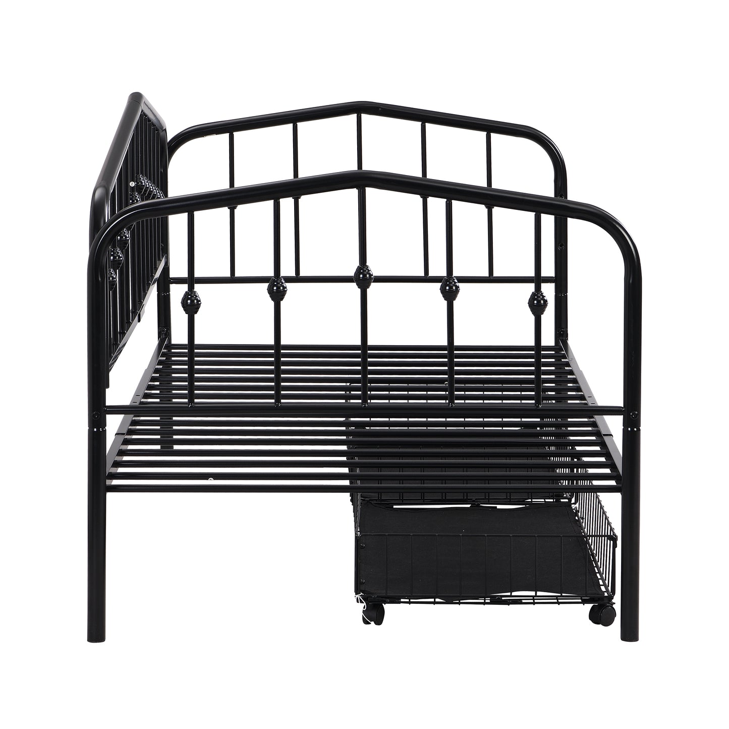 Zee Twin Size Metal Daybed with 2 Drawers - Black