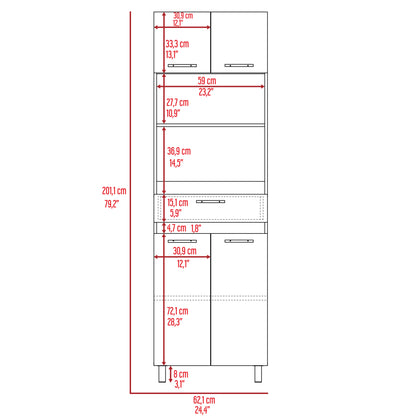 Pembrooke 2-Shelf 1-Drawer Microwave Pantry Cabine - Gray