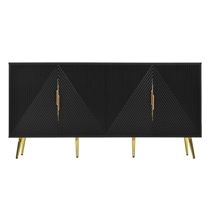 Aida Wave Geometric Design Sideboard Buffet - Black