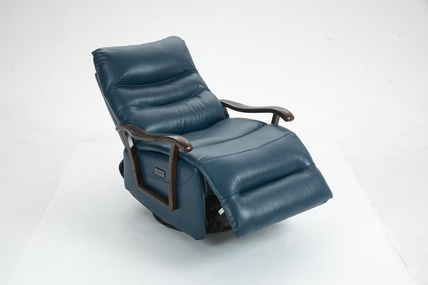 Berry Swivel Rocker Recliner Power Glider Chair with Solid Wood Armrests - Blue