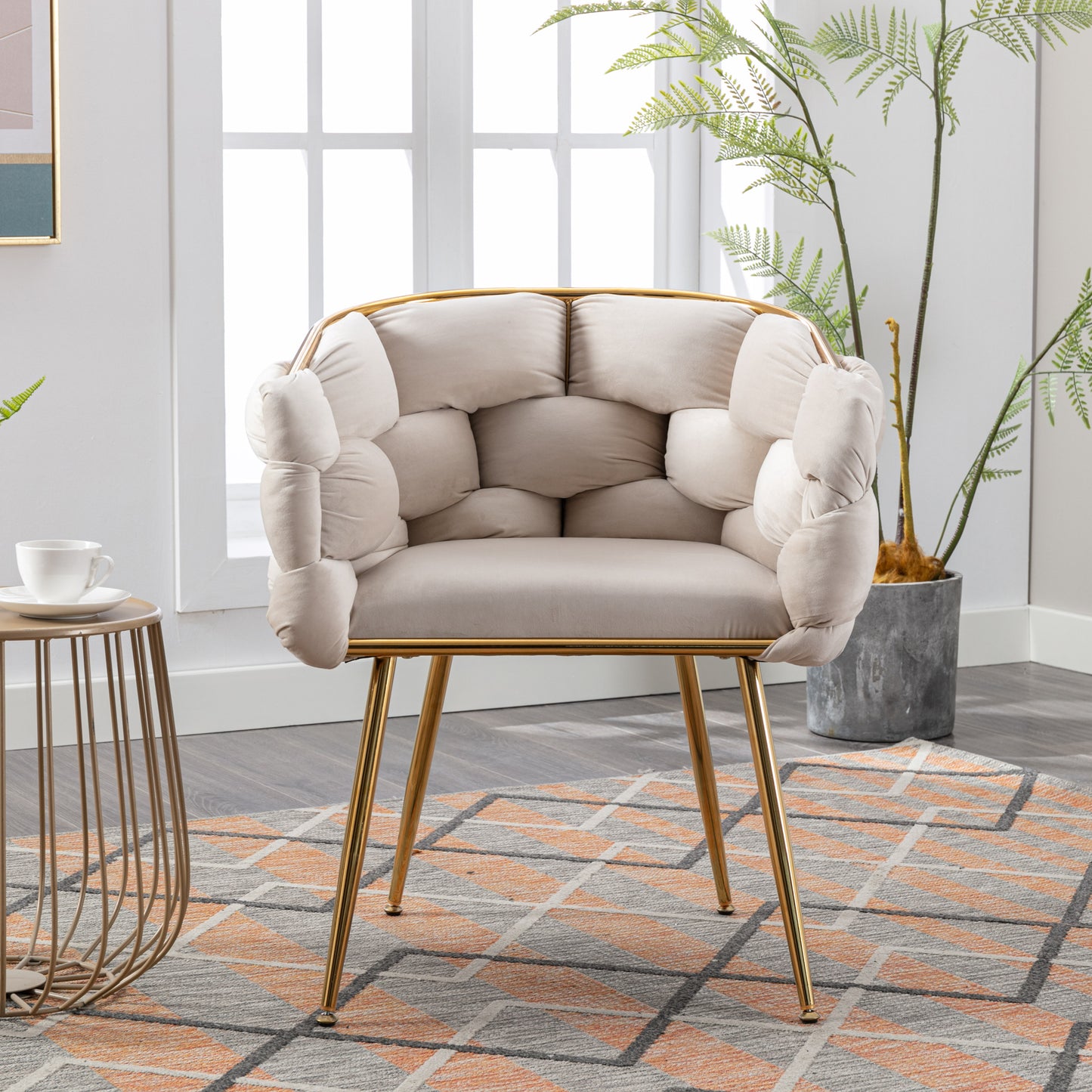 Luna Luxury Modern Velvet Chair - Beige