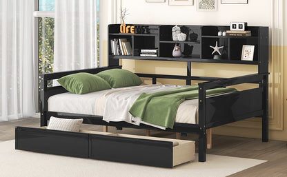 Ozi Full Size Metal Daybed with 2 Drawers - Espresso