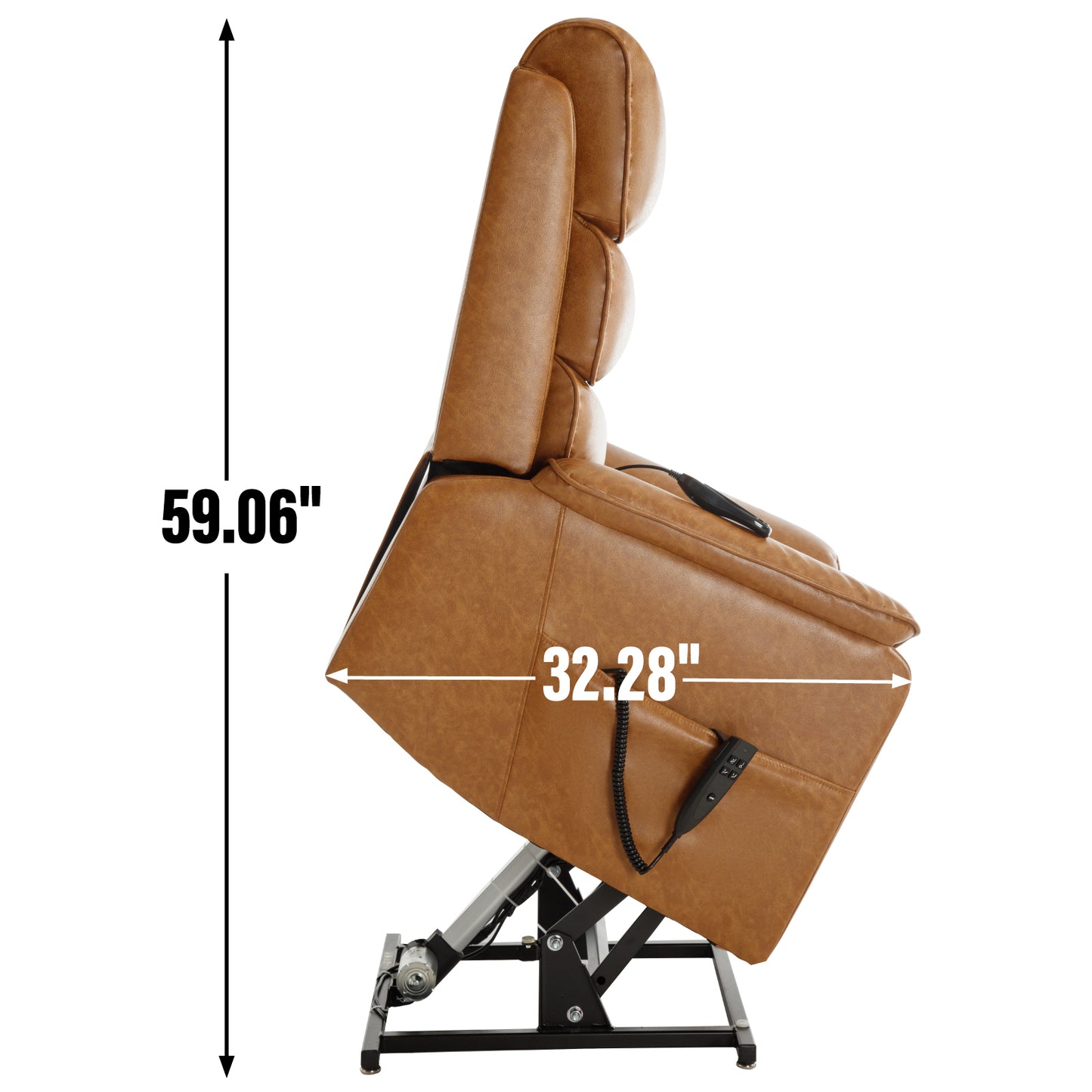 Hannah Power Lift Leather Recliner Chair with Heat Massage - Yellow Brown